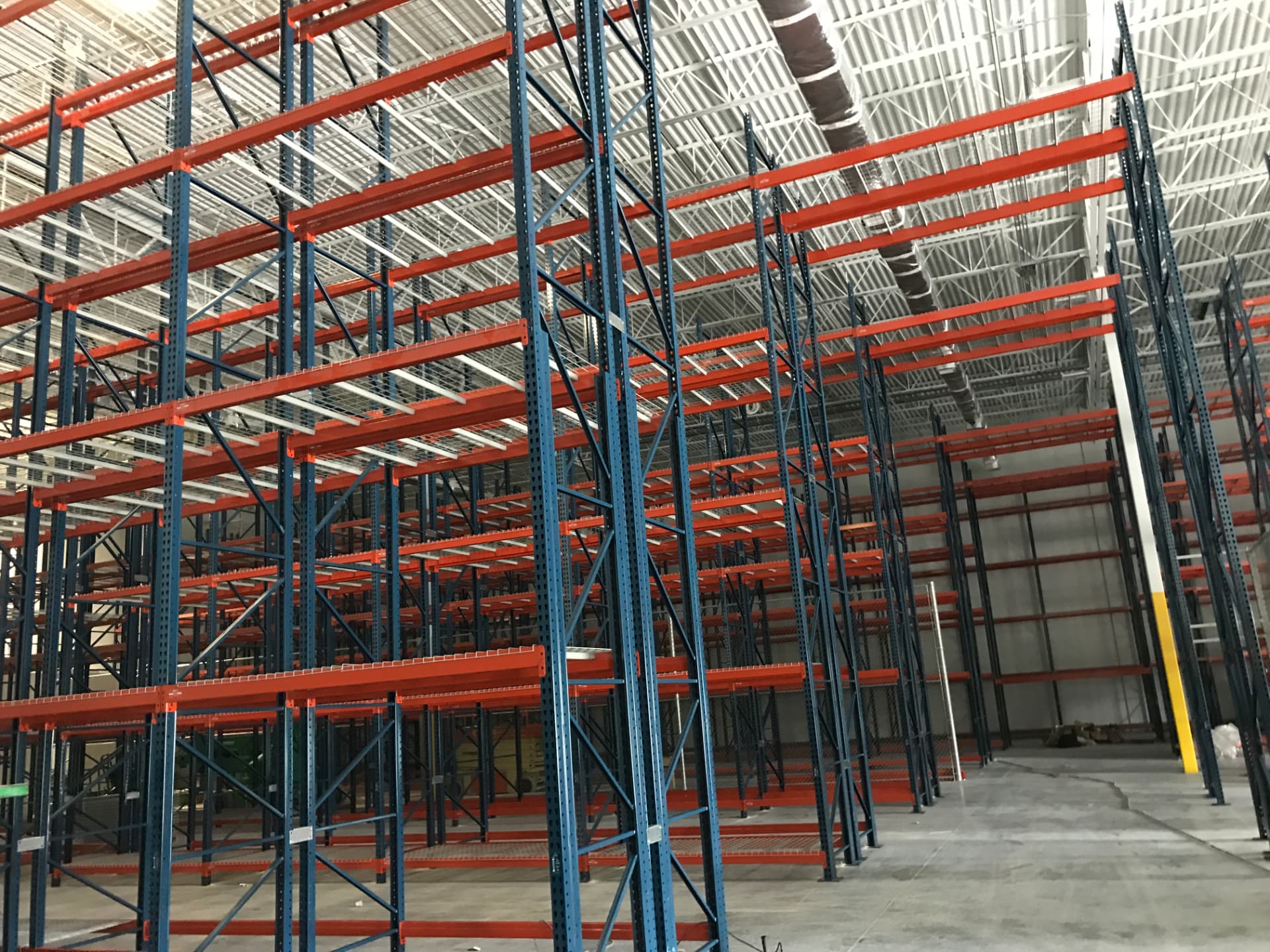 Installed industrial pallet racks